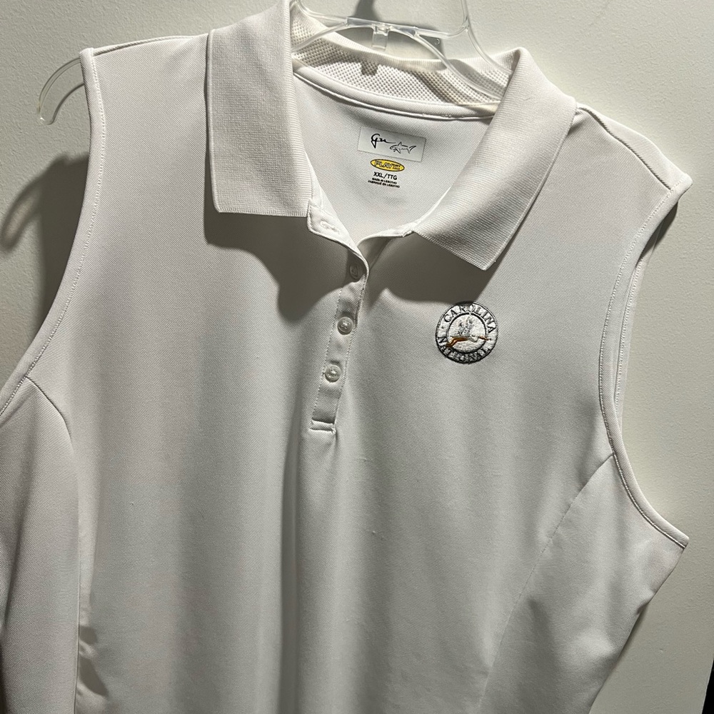 Greg Norman Collection White Sleeveless Golf Shirt.  Carolina National. - Picture 5 of 7